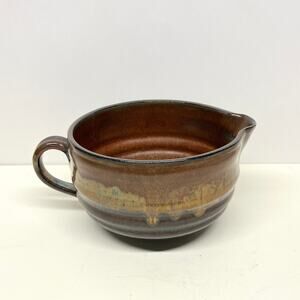 Hand Turned Glazed Ceramic Mixing Serving Pitcher Bowl